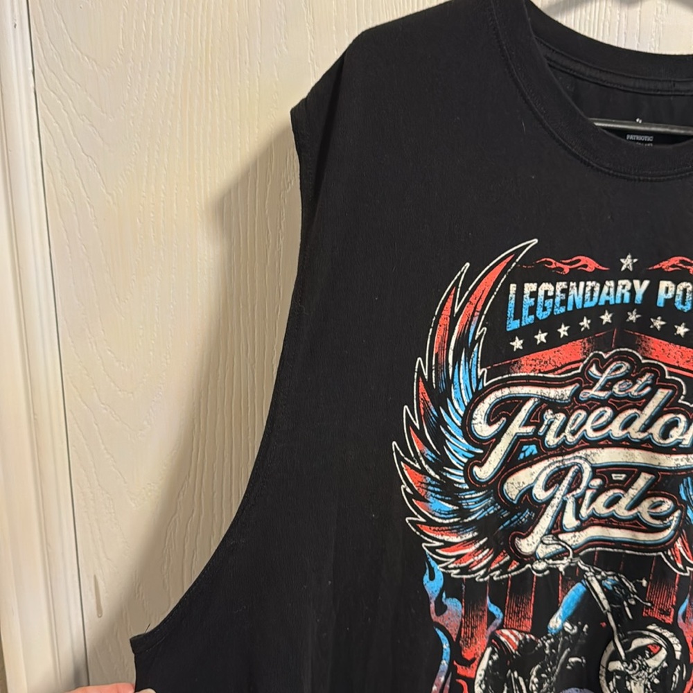 NWOT Let Freedom Ride Mens‎ 3XL (54-56) Black Motorcycle Muscle Sleeveless Biker - Picture 3 of 7
